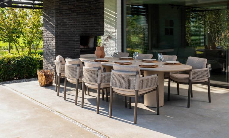 4so Savanne 7- delige diningset rond Mortex - frame terre - afbeelding 9