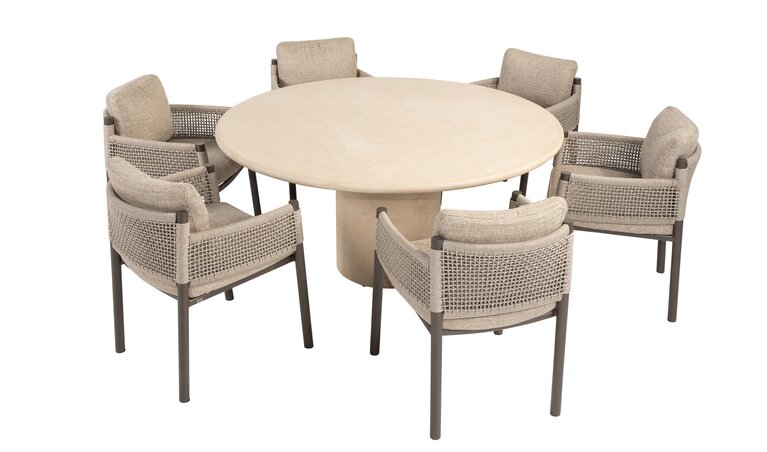 4so Savanne 7- delige diningset rond Mortex - frame terre - afbeelding 2