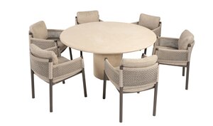 4so Savanne 7- delige diningset rond Mortex - frame terre - afbeelding 2