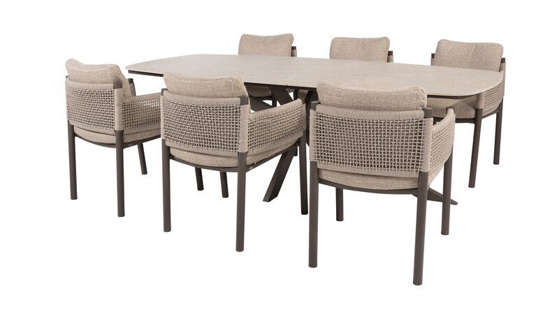 4so Savanne 7- delige diningset  rope - frame terre