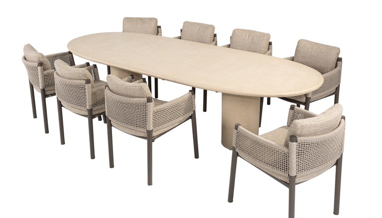 4so Savanne 9- delige diningset ovaal Mortex - frame terre - afbeelding 1