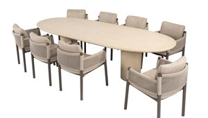 4so Savanne 9- delige diningset ovaal Mortex - frame terre - afbeelding 1