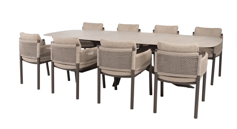 4so Savanne 9- delige diningset  rope - frame terre