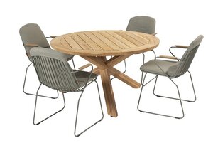 4so Veneto steel dining tuinstoel Olive - afbeelding 5