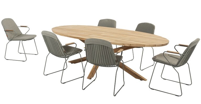 4so Veneto steel dining tuinstoel Olive - afbeelding 4