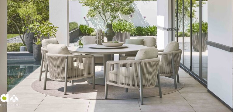 Applebee Bora Bora low 7-delige low dining set taupe - afbeelding 1