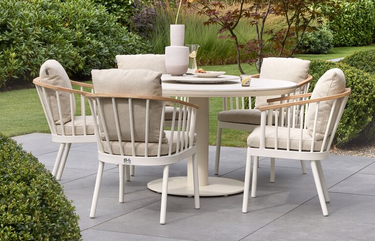 Applebee Condor 5-delige dining set round 140cm oyster - oyster  top keramiek - afbeelding 2
