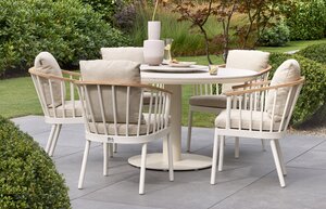 Applebee Condor 5-delige dining set round 140cm oyster - oyster  top keramiek - afbeelding 2