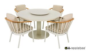 Applebee Condor 5-delige dining set round 140cm oyster - oyster  top keramiek - afbeelding 1