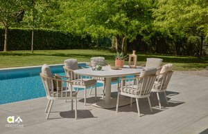 Applebee Condor 7-delige dining set false oval 220x110cm oyster - oyster  top keramiek - afbeelding 1