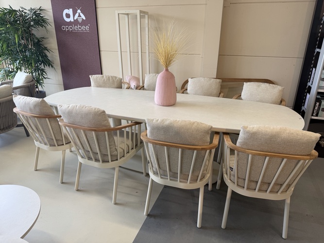 Applebee Condor 9-delige dining set false oval 280x110cm oyster - showroomverlater - afbeelding 1