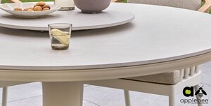 Applebee Melville dining tuintafel rond 140cm oyster - oyster  top keramiek - afbeelding 5