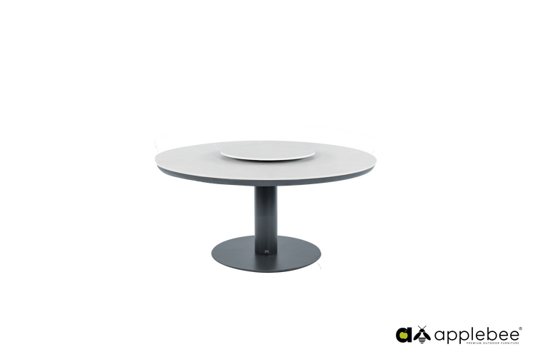 Applebee Melville dining tuintafel rond 160cm taupe-light grey top keramiek