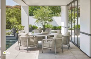 Applebee Melville low dining tuintafel rond 160cm taupe-light grey top keramiek - afbeelding 4