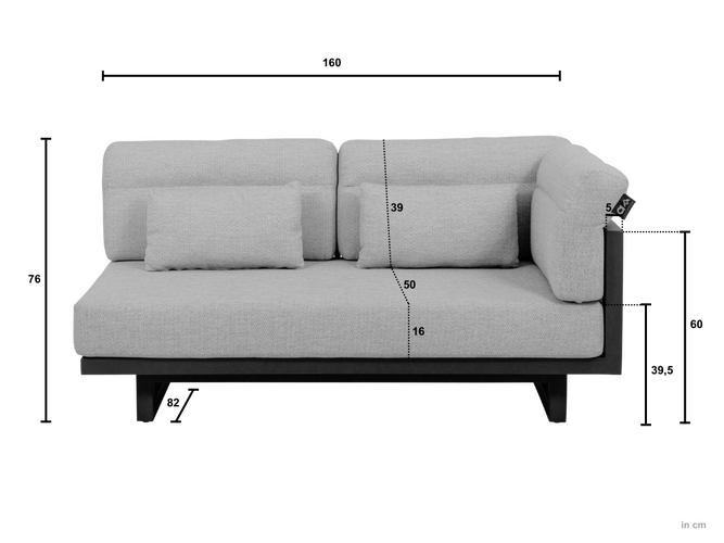 Applebee Santorini 2 seater sofa left  alu-rope - afbeelding 2