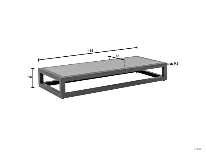 Applebee Santorini  coffee table 155x65cm taupe - afbeelding 2