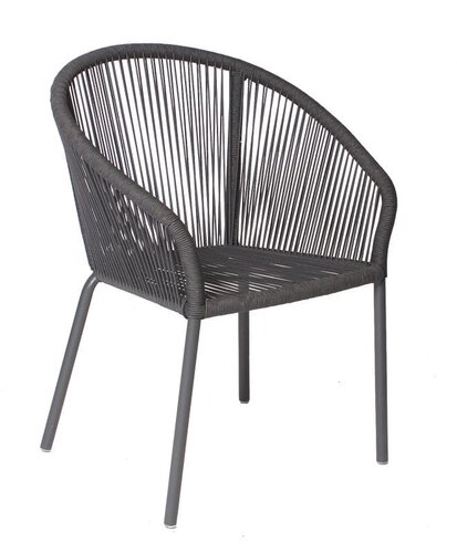 Borek Colette dining tuinstoel donkergrijs rope incl. zitkussen sooty