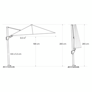 Challenger T2 Premium zweefparasol 300x300cm Champagne - afbeelding 6