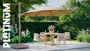 Challenger T2 Premium zweefparasol 300x300cm teaklook - champagne - afbeelding 5