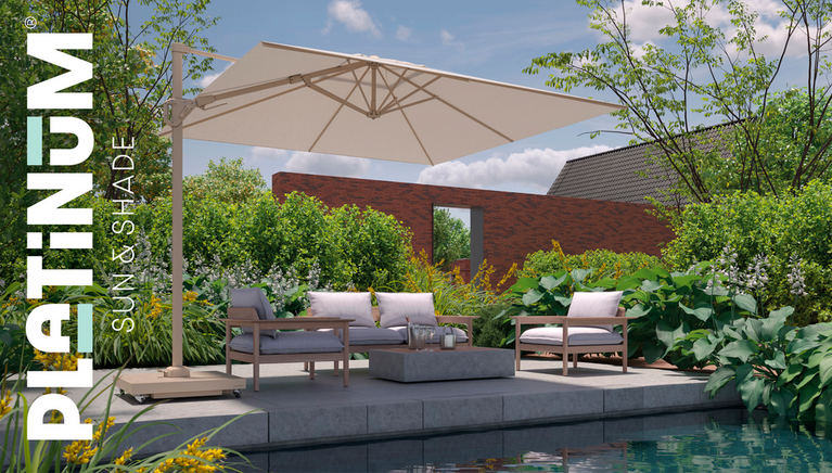Challenger T2 Premium zweefparasol Champagne 300x300cm - afbeelding 5