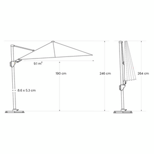 Challenger T2 premium zweefparasol  havana 260x350cm - afbeelding 7
