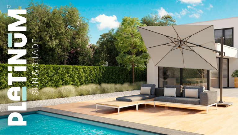 Challenger T2 premium zweefparasol  teaklook - champagne 260x350cm - afbeelding 6