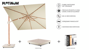 Challenger T2 premium zweefparasol  teaklook - champagne 350x260cm - afbeelding 4