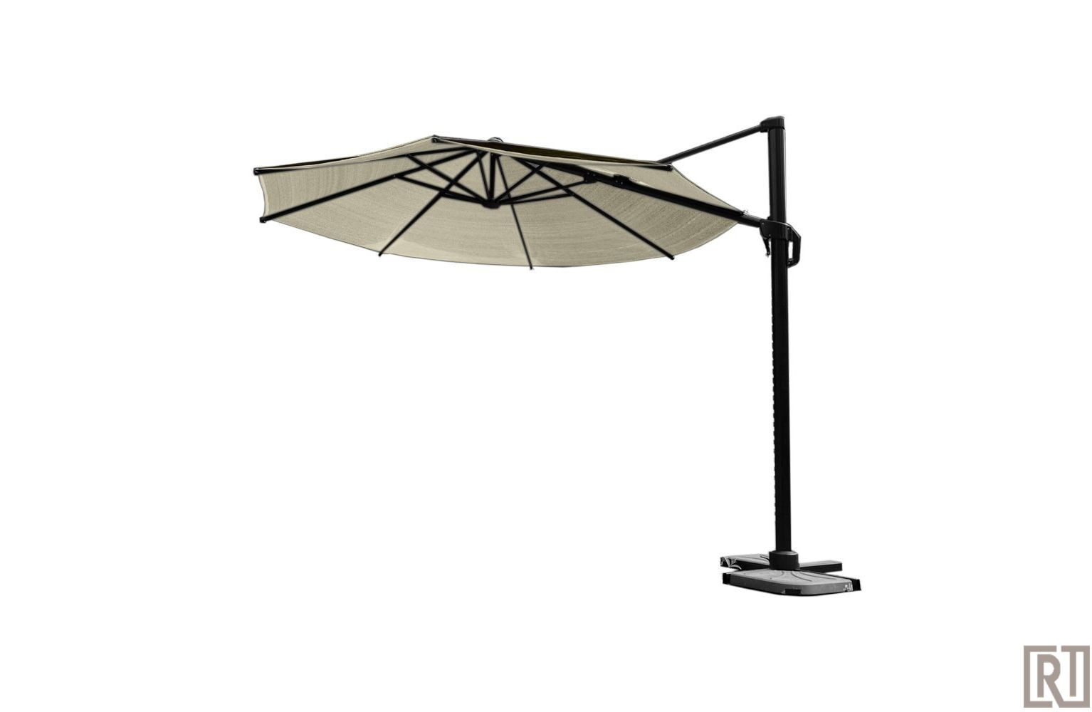 Manga Encommium rib Coolfit zweef parasol plus 350cm gebroken wit - Rijkenberg Tuinmeubelen