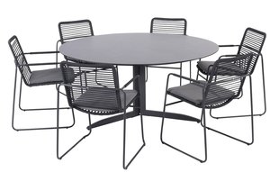 Elba 7-delige dining tuinset rond hpl slate - afbeelding 1