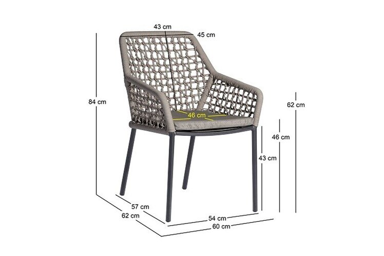 Kettler Spezia stapelbare armstoel antraciet - rope - afbeelding 2