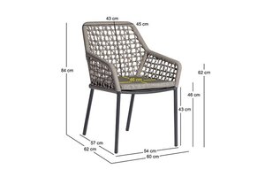 Kettler Spezia stapelbare armstoel antraciet - rope - afbeelding 2