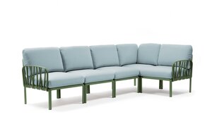 Komodo 5 loungeset agave frame kussenset Ghiaccio sunbrella