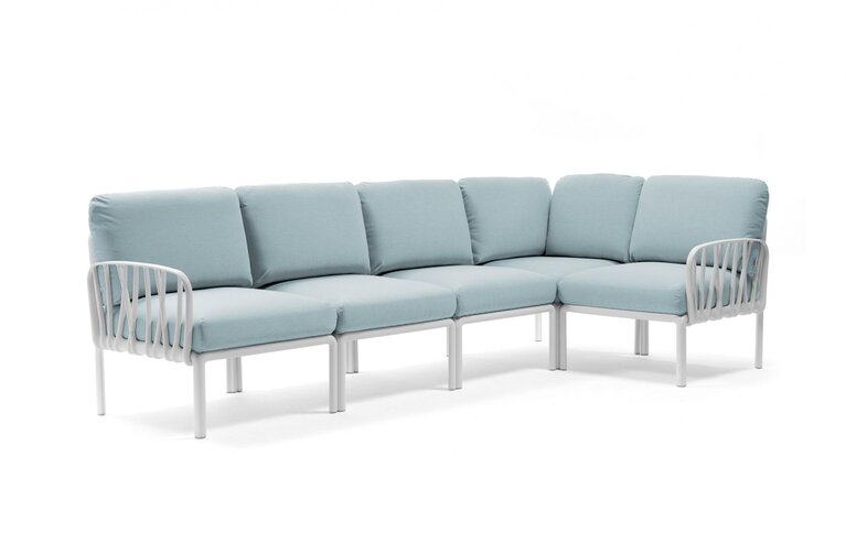 Komodo 5 loungeset wit frame kussenset Ghiaccio sunbrella