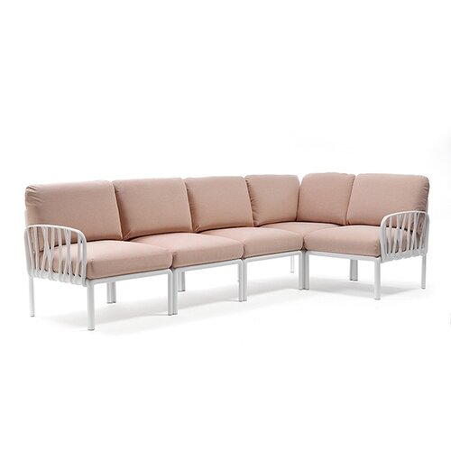 Komodo 5 loungeset wit frame kussenset Rosa Quarzo