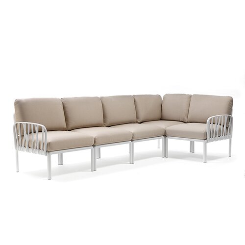 Komodo 5 loungeset wit frame kussenset Canvas sunbrella