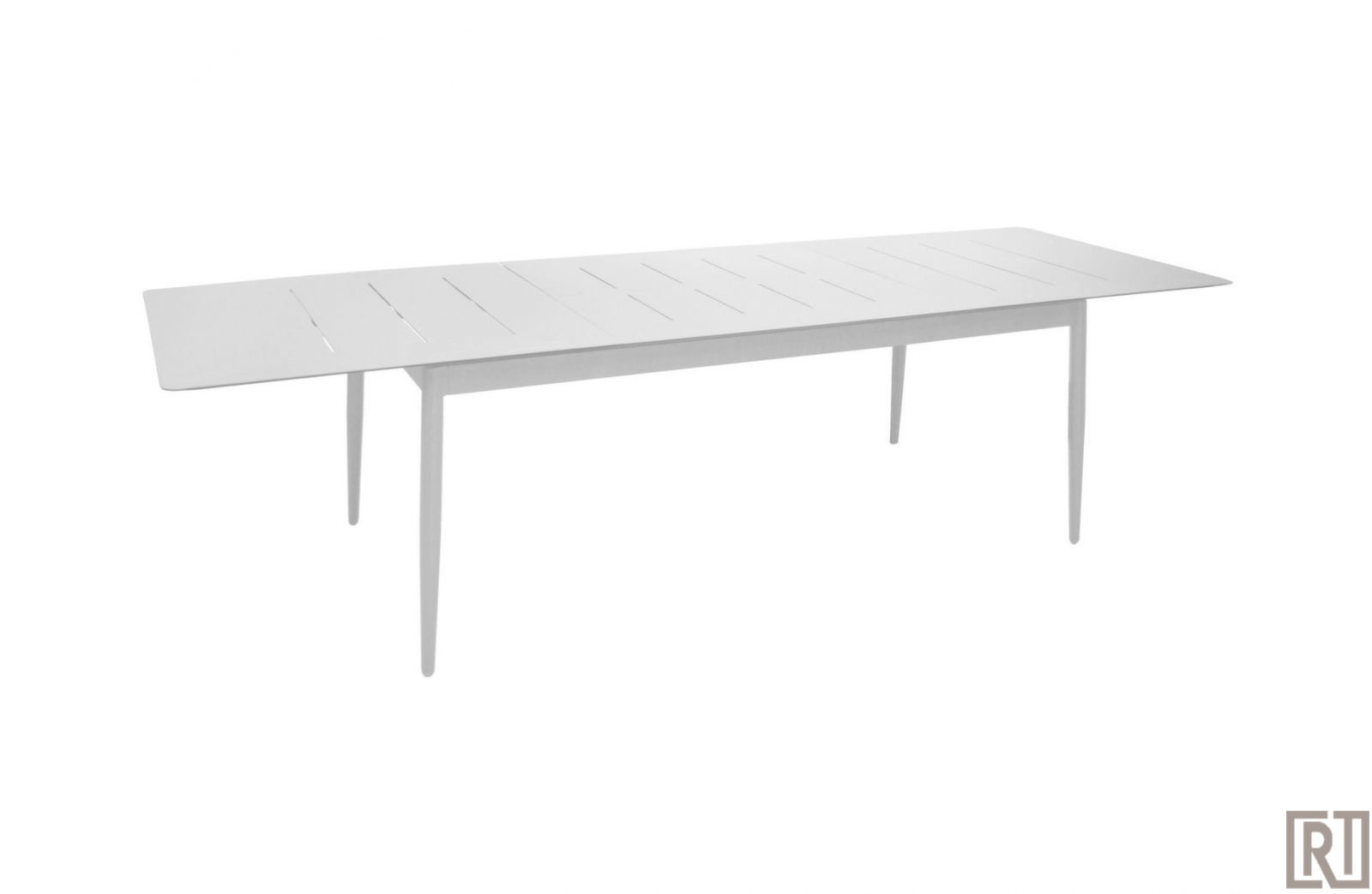 Dierentuin pop Recensent London uitschuiftafel 200/300x100cm aluminium wit - Rijkenberg Tuinmeubelen