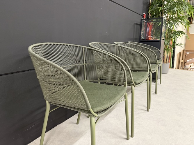Max & Luuk kane dining chaiRs moss  set van 4 stuks showroomverlaters - afbeelding 1