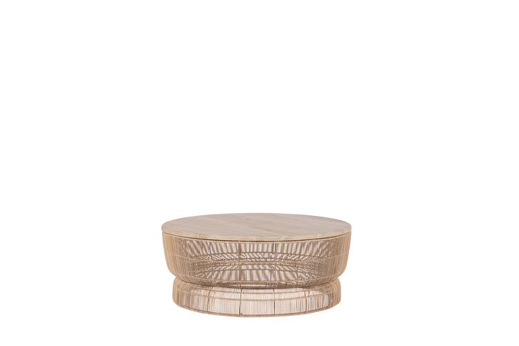 Max & Luuk Vidor coffeetable rond 90cm teak - fibre linen 