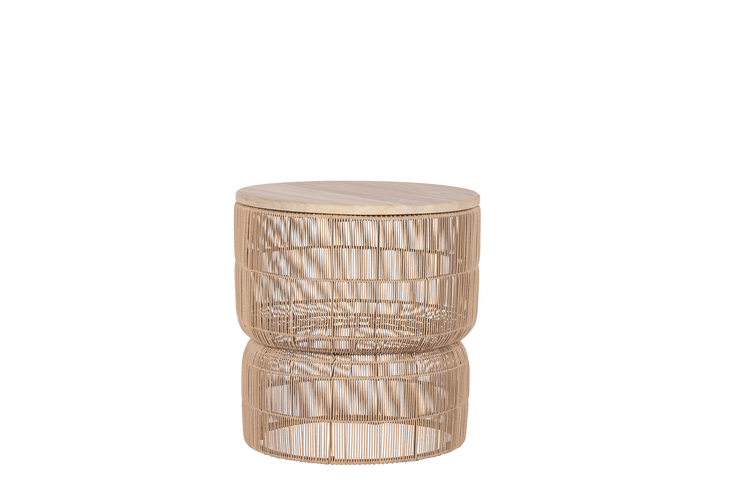 Max & Luuk Vidor sidetable rond 50cm teak - fibre linen