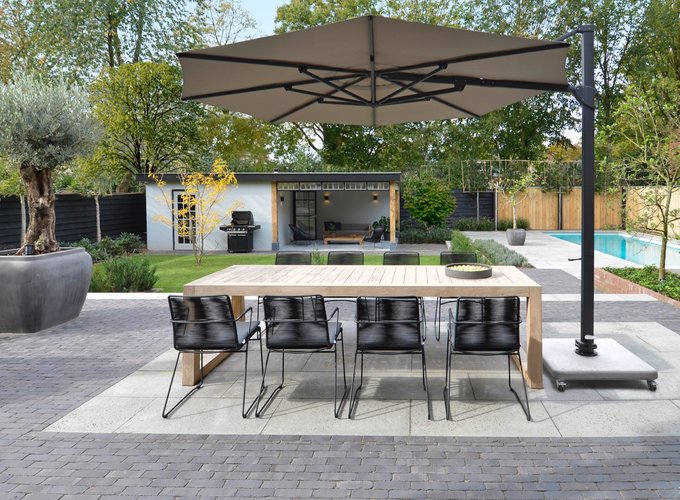 Max & Luuk Vince zweefparasol 350cm taupe compleet met voet showroomverlater - afbeelding 2