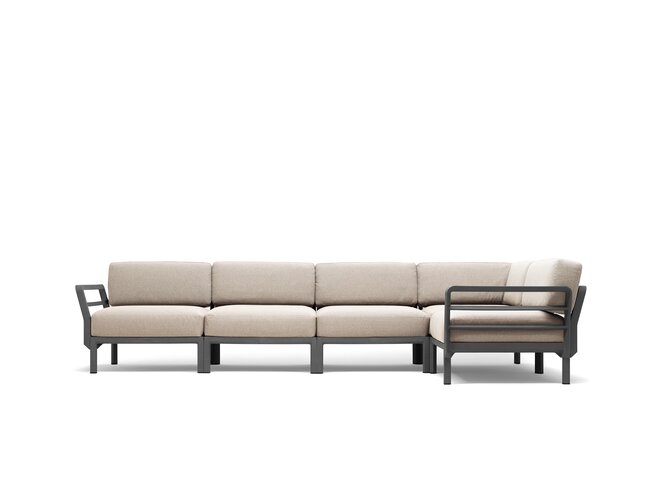 Maximo 5 loungeset basalto frame kussenset Perla sunbrella