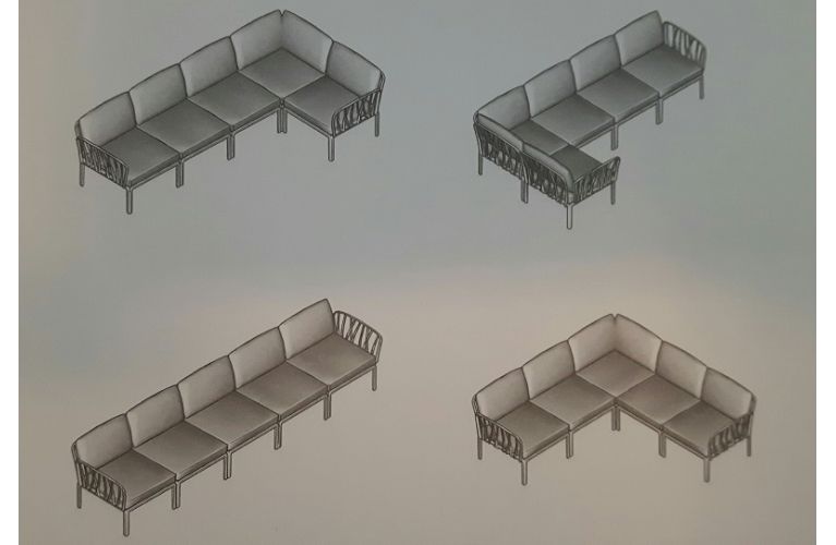 Nardi Komodo 5 loungeset modulair wit kussenset grigio - afbeelding 3