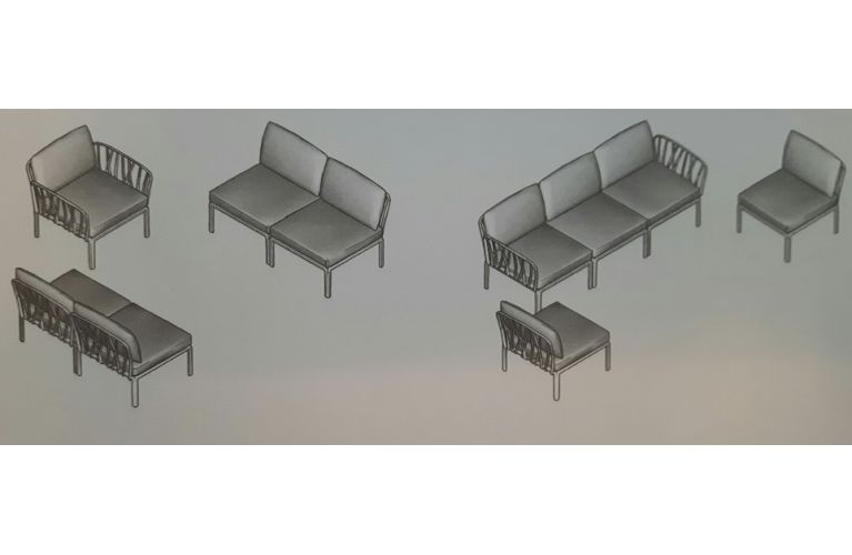 Nardi Komodo 5 loungeset modulair wit kussenset grigio - afbeelding 4