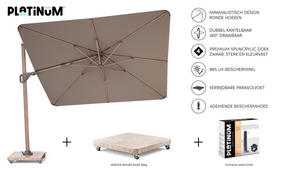 Nexus T2 Premium zweefparasol Havanna - Mocha 300x300cm - afbeelding 5