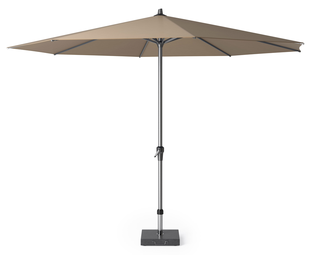 zelf Uitsteken Gaan wandelen Platinum Riva parasol 350cm rond taupe excl. parasolvoet - Rijkenberg  Tuinmeubelen