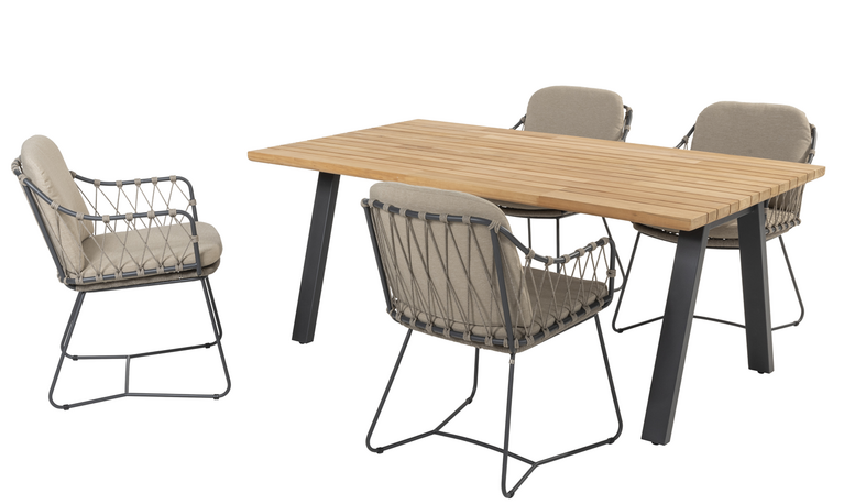 Prego 5-delige dining set rechthoek teak - afbeelding 1