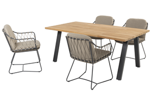 Prego 5-delige dining set rechthoek teak - afbeelding 1