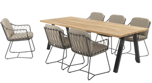 Prego 7-delige dining set rechthoek teak - afbeelding 1