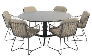 Prego 7-delige dining set rond hpl Embrace - afbeelding 1