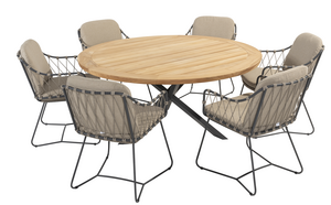 Prego 7-delige dining set rond teak - afbeelding 1